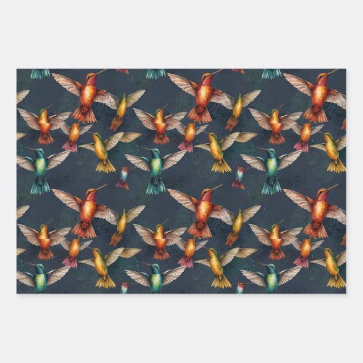 Kolibries van alle kleuren inpakpapier vel (Voorkant 3)