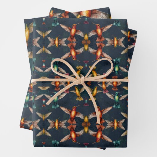 Kolibries van alle kleuren inpakpapier vel (In situ)