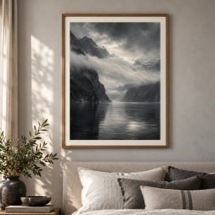 Kolk wolken boven Fjord Kunstprint Poster