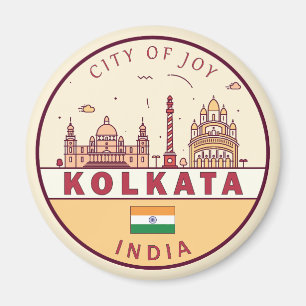 Kolkata India City Skyline Embleem Magneet