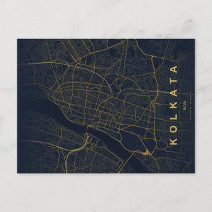 Kolkata India Stadskaart Minimaal Design Briefkaart