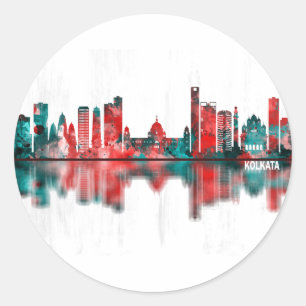 Kolkata West Bengal Skyline Ronde Sticker