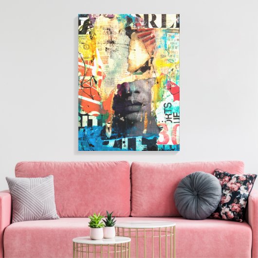 Kollage Head Canvas Afdruk (Insitu (Woonkamer))