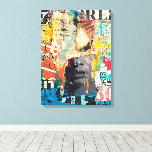 Kollage Head Canvas Afdruk (Insitu (Houten vloer))