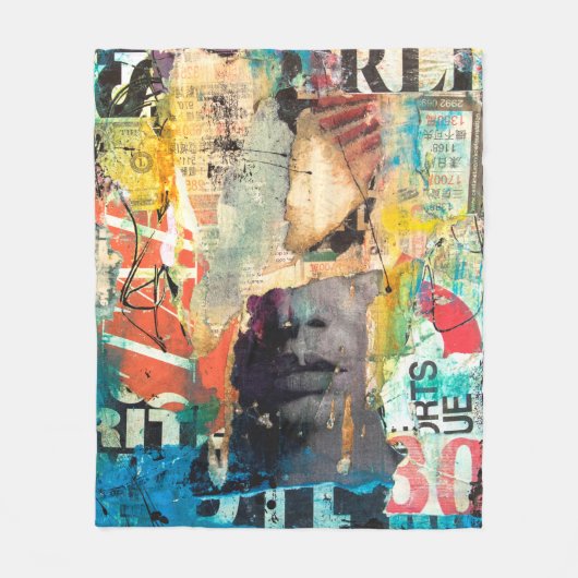 Kollage Head Fleece Deken (Voorkant)