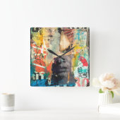 Kollage Head Vierkante Klok (Huis)