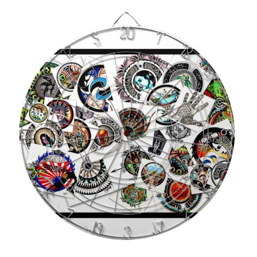 Kollage Tekeningen Dartbord (Voorkant)