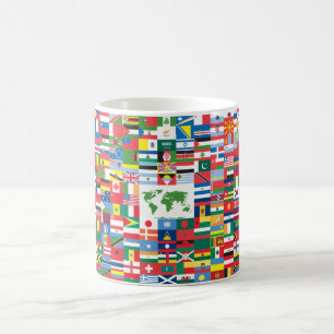 Kollage van landvlaggen uit de hele wereld koffiemok