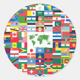 Kollage van landvlaggen uit de hele wereld ronde sticker