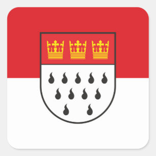 Koln city flag Duitstalige symbolen Keulen Köln Vierkante Sticker