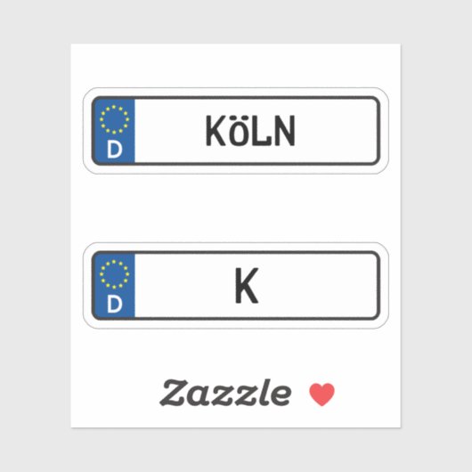 Koln kennzeichen, German Car License Bord Sticker (Vel)