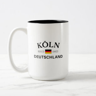 Koln (Keulen) Deutschland coördineert Duits Tweekleurige Koffiemok