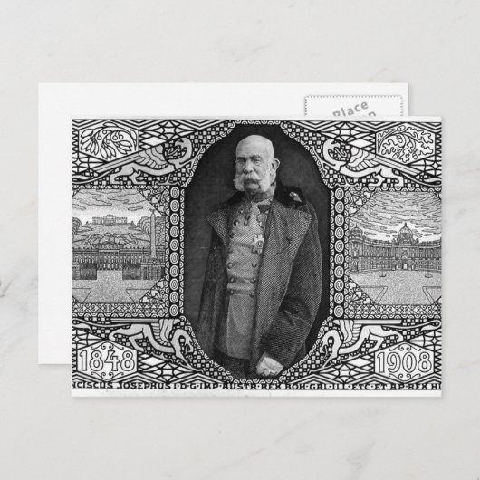 Koloman Moser - Briefkaart met keizer Franz Josef (Voorkant / Achterkant)
