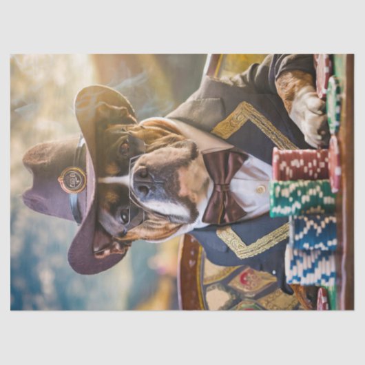 Kolonel Bluff veel, Bulldog die poker speelt Tissuepapier (Voorkant)