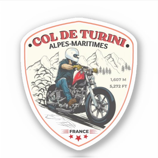 Kolonel de turini, Alpes Maritimes Sticker (Voorkant)