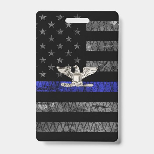 Kolonel Thin Blue Line Distress Vlag Badge (Voorzijde)