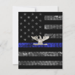 Kolonel Thin Blue Line Distress Vlag Bedankkaart