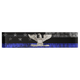 Kolonel Thin Blue Line Distress Vlag Naambordje