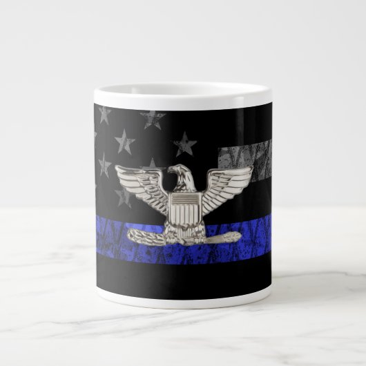 Kolonel Thin Blue Line Distressed Flag Extra Grote Beker (Voorkant)