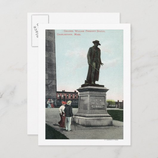 Kolonel William Prescott Statue Scene Briefkaart (Voorkant / Achterkant)