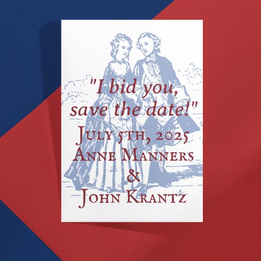 Koloniaal Amerikaans echtpaar Save-the-Date Briefkaart