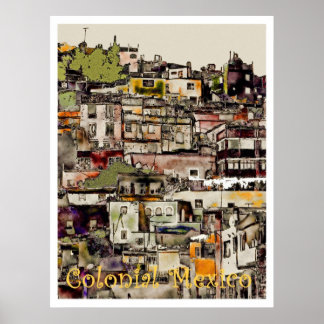 Koloniaal Mexico-Hilltown, poster