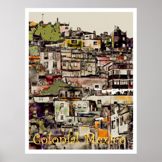 Koloniaal Mexico-Hilltown, poster (Voorkant)
