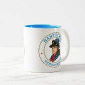 Koloniaal Nantucket Massachusetts Tweekleurige Koffiemok (Voorkant rechts)