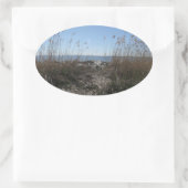 Koloniaal strand 1 ovale sticker (Tas)