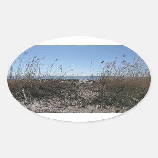 Koloniaal strand 1 ovale sticker