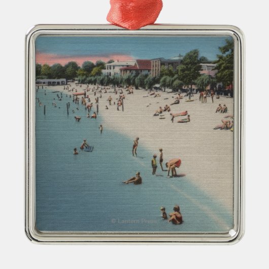 Koloniaal strand, VA - Zonnebaden en Zwemmen Metalen Ornament (Voorkant)