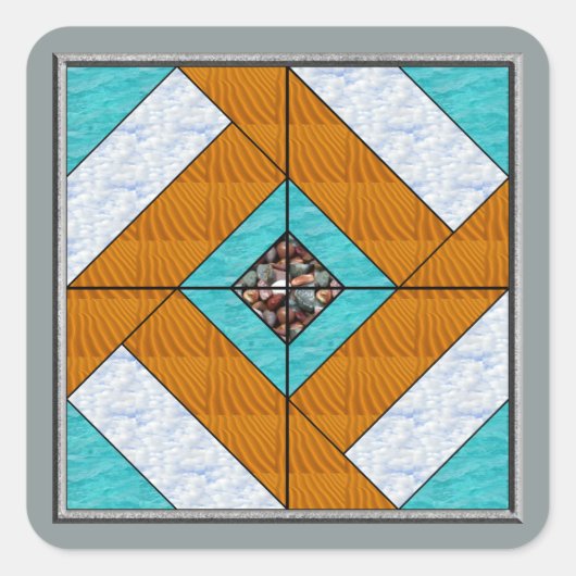 Koloniale Pavement Water Sand Sky & Rocks Vierkante Sticker (Voorkant)