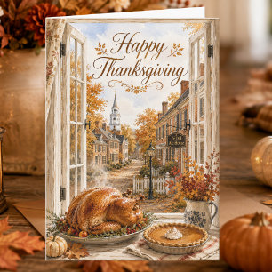 Kolonieel Thanksgiving Historisch Gelukkig Dankfee Feestdagen Kaart