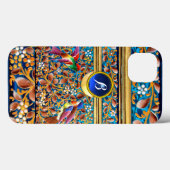 KOLOPENDE VOGELS EN ZWEEKDIEREN BLAUW-MONOGRAM Case-Mate iPhone CASE (Achterkant (horizontaal))