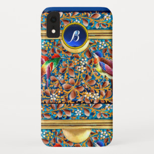 KOLOPENDE VOGELS EN ZWEEKDIEREN BLAUW-MONOGRAM iPhone XR HOESJE