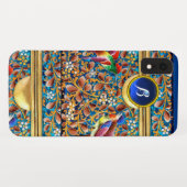 KOLOPENDE VOGELS EN ZWEEKDIEREN BLAUW-MONOGRAM Case-Mate iPhone CASE (Achterkant (horizontaal))