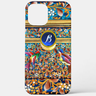KOLOPENDE VOGELS EN ZWEEKDIEREN BLAUW-MONOGRAM iPhone 12 PRO MAX HOESJE
