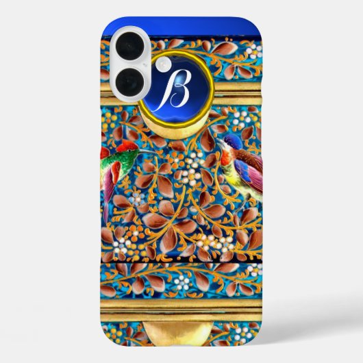 KOLOPENDE VOGELS EN ZWEEKDIEREN BLAUW-MONOGRAM Case-Mate iPhone CASE (Achterkant)