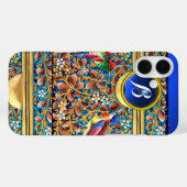KOLOPENDE VOGELS EN ZWEEKDIEREN BLAUW-MONOGRAM Case-Mate iPhone CASE (Achterkant (horizontaal))