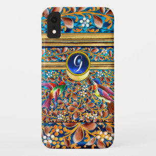 KOLOPENDE VOGELS EN ZWEEKDIEREN BLAUW-MONOGRAM iPhone XR HOESJE