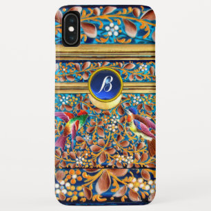 KOLOPENDE VOGELS EN ZWEEKDIEREN BLAUW-MONOGRAM iPhone XS MAX HOESJE