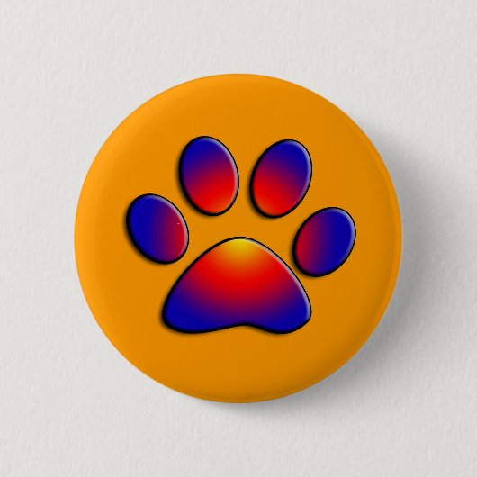 KOLORFUL PAW, sinaasappel Ronde Button 5,7 Cm (Voorkant)