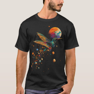 Kolorietrijke Planeten Geometrisch Dier Kolibrie T-shirt