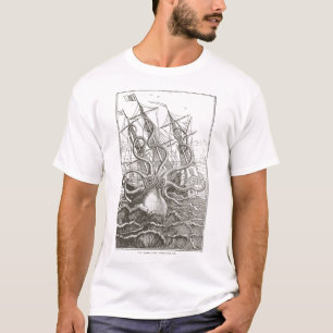 Kolosale Octopus Kraken Aangrijpend Schip Zeemonst T-shirt
