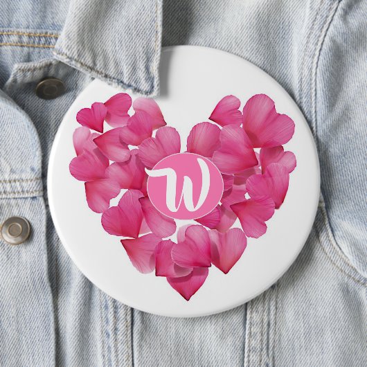 Kolossale Badge met monogram roos bloemblaadjes ha Ronde Button 6,0 Cm (In situ)