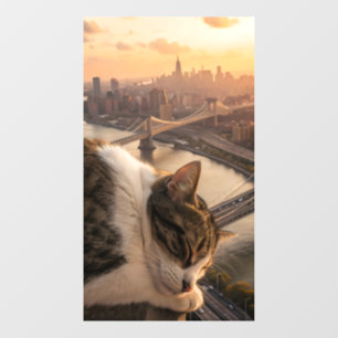 Kolossale kat slaapt als een hele stad raamsticker