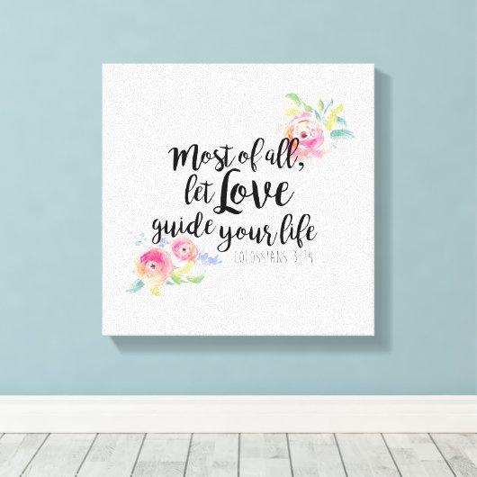 Kolossenzen 3:14 Canvas Print (Insitu (Houten vloer))