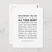 Kolossenzen 3:23-24 Werk er met heel uw hart aan Briefkaart (Voorkant / Achterkant)