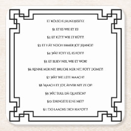 Kölsches Grundgesetz – Köln Cologne Jugendstil Vierkante Kartonnen Onderzetter