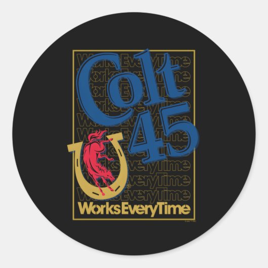 Kolt 45 werkt elke keer ronde sticker (Voorkant)